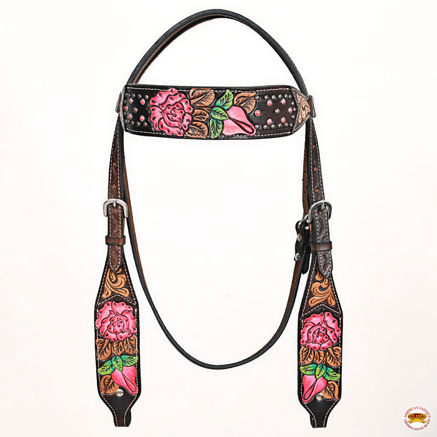 HILASON Western Horse Headstall & Breast Collar American Leather Hand Carving