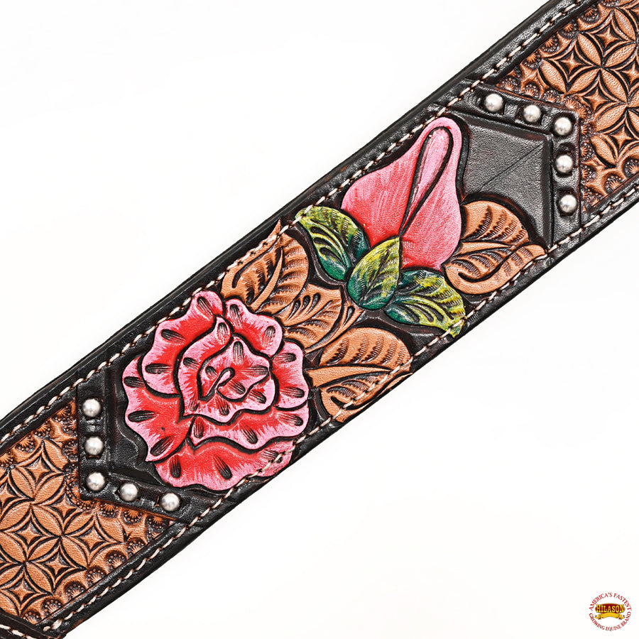 HILASON Western Horse Floral Headstall Breast Collar Set American Leather Tan | Tack for Horses