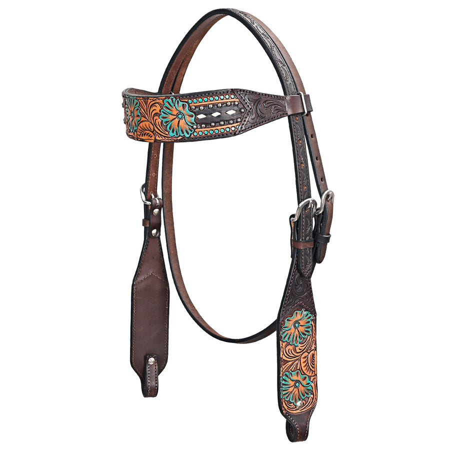 HILASON Western Horse Headstall Breast Collar Leather Tan | Tack Set for Horses