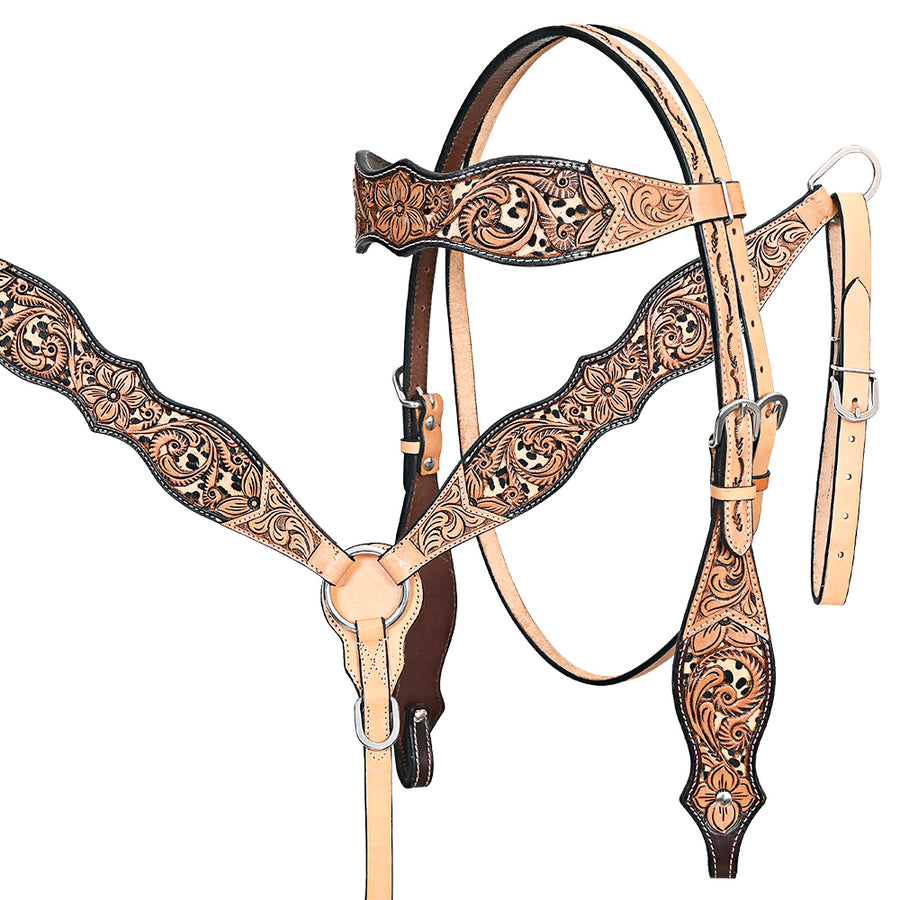 HILASON Western Horse Headstall Breast Collar Leather Brown | Tack Set for Horses