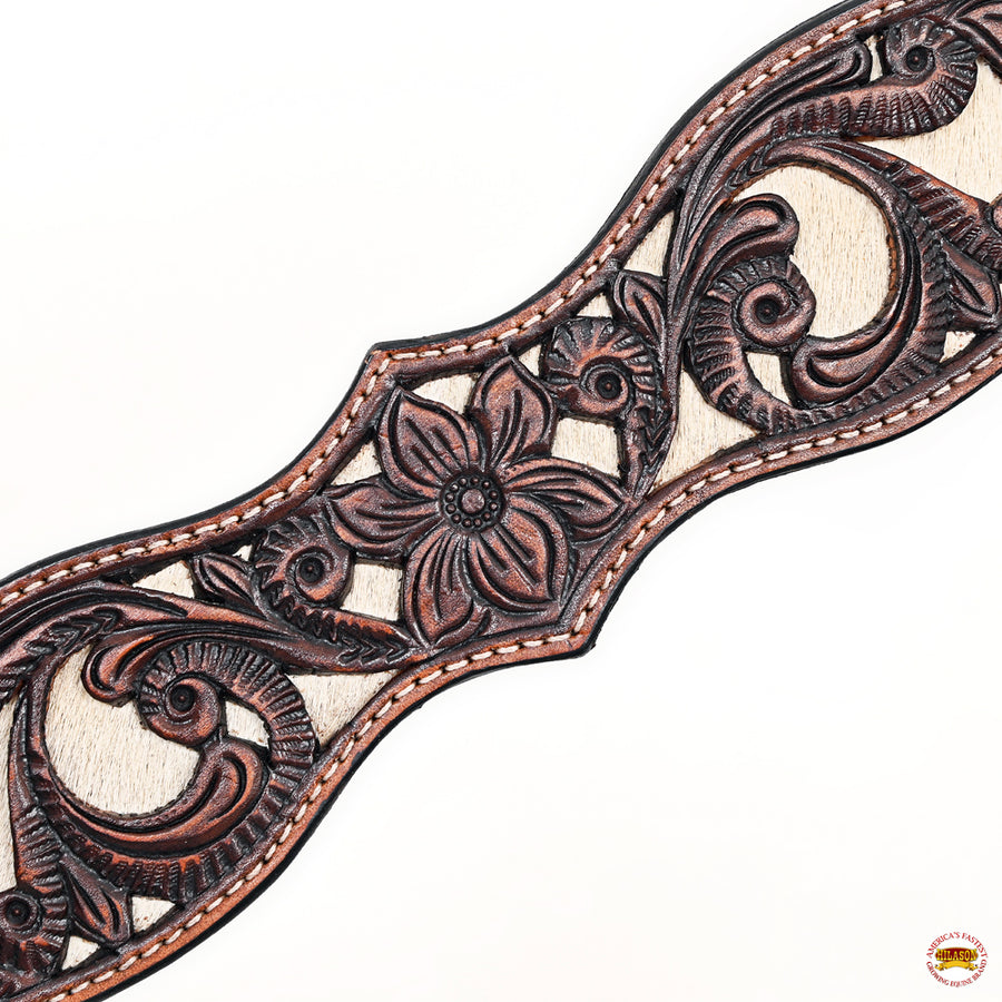 HILASON Western Horse Headstall Breast Collar Leather Brown with Tan | Tack Set for Horses