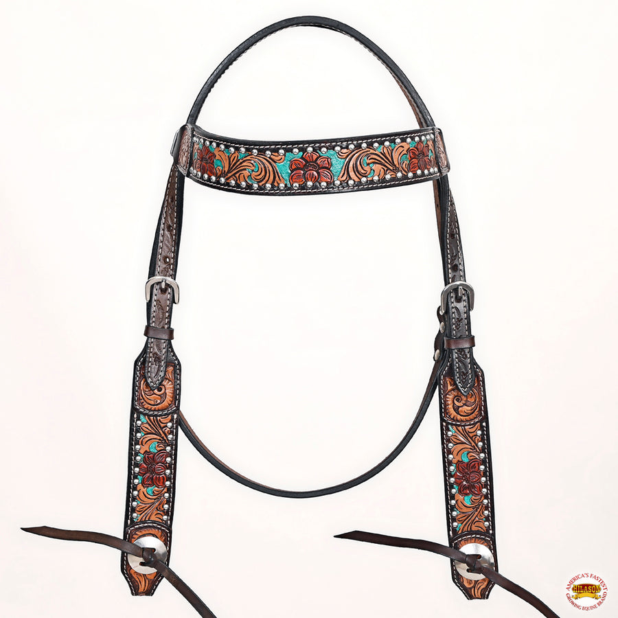 HILASON Western Horse Headstall & Breast Collar American Leather Hand Carving