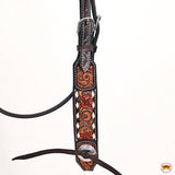 HILASON Western Horse Headstall Breast Collar Leather Brown | Leather Headstall | Leather Breast Collar | Tack Set for Horses
