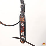 HILASON Western Horse Headstall Breast Collar Leather Brown