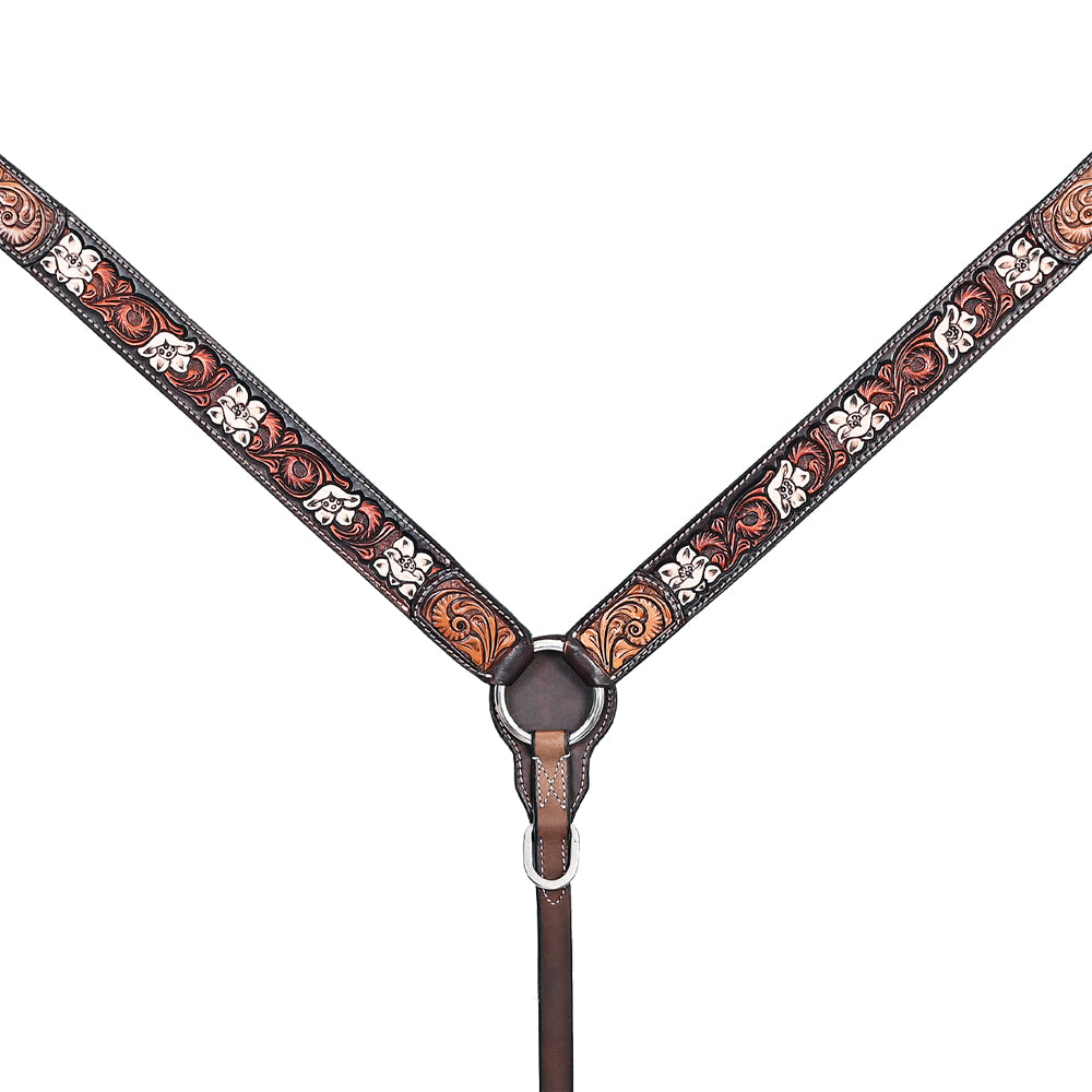 HILASON Western Horse Headstall Breast Collar Leather Brown