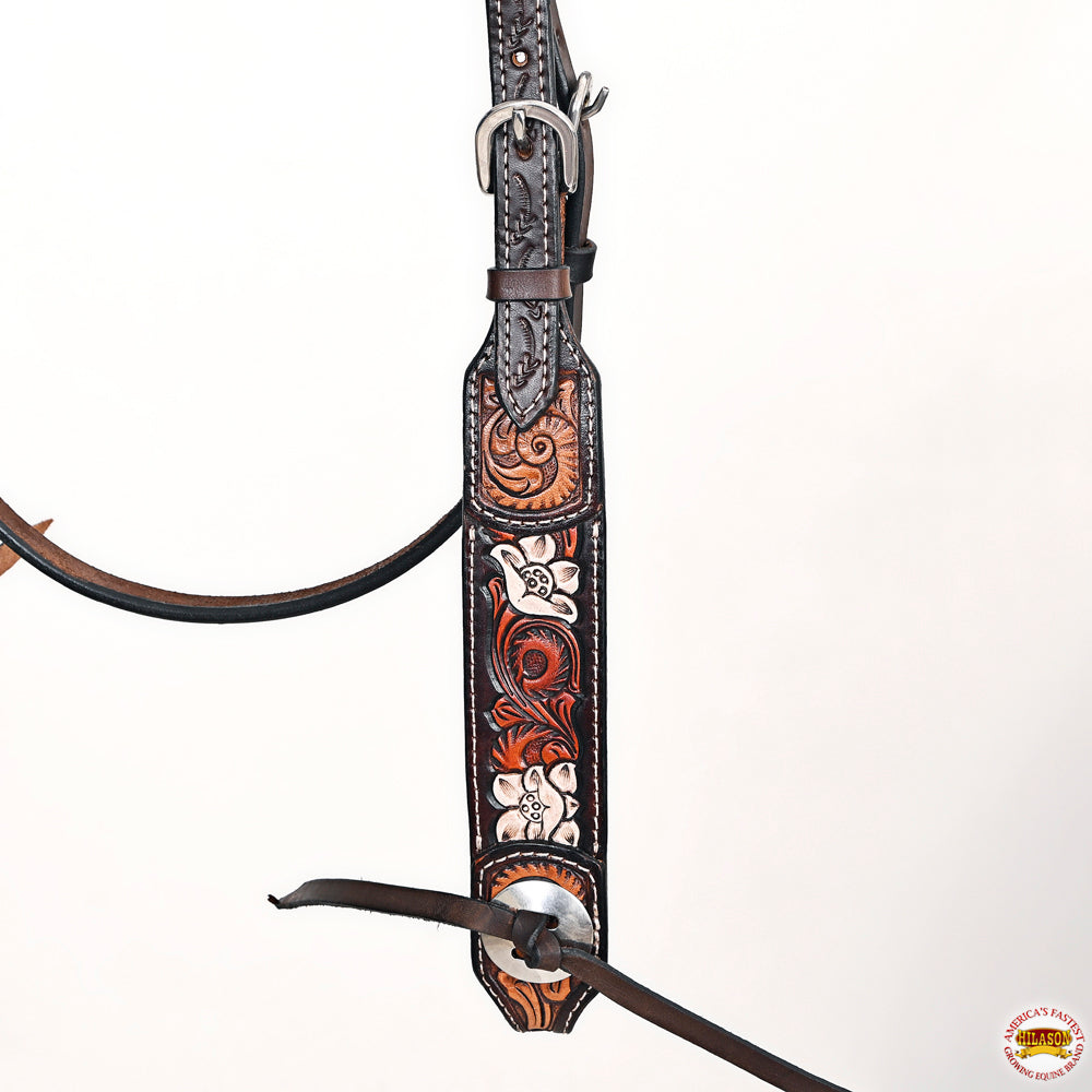 HILASON Western Horse Headstall Breast Collar Leather Brown