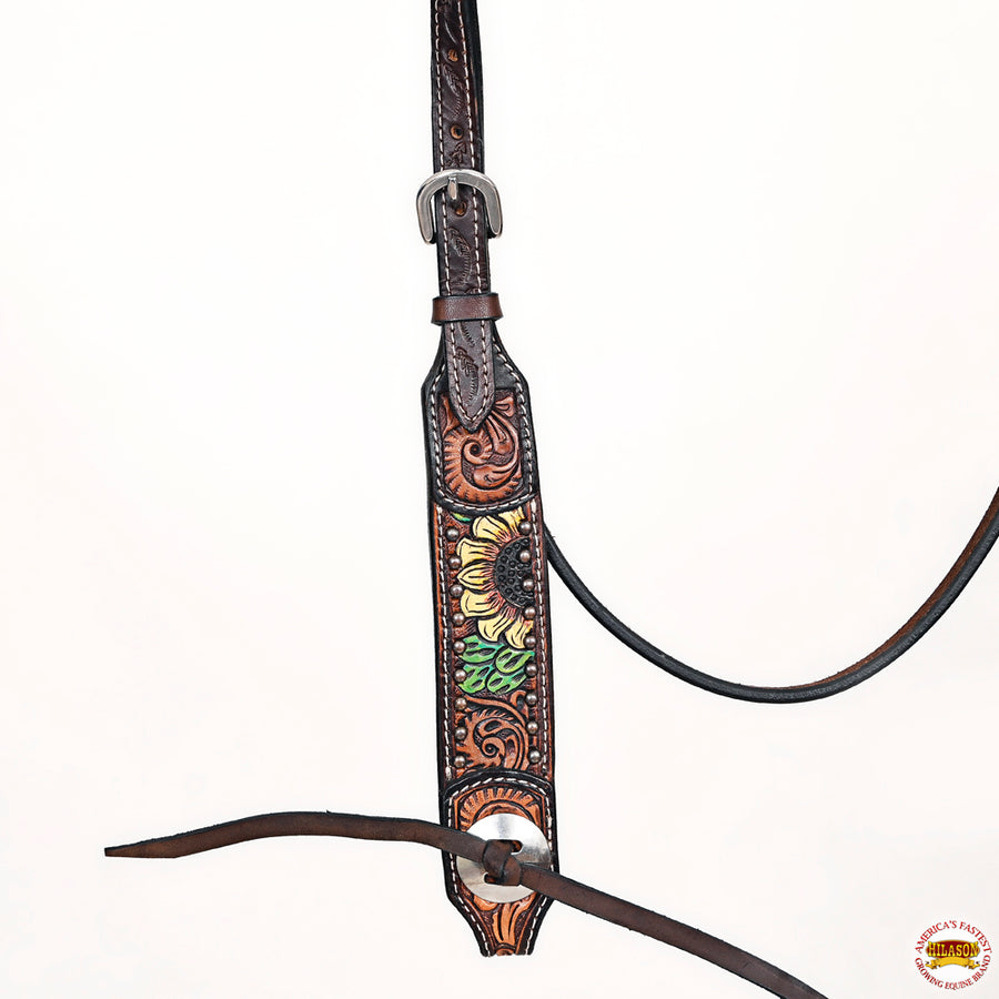 HILASON Western Horse Headstall Breast Collar American Leather Brown | Tack Set for Horses