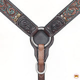 HILASON Western Horse Headstall Breast Collar Leather Brown | Leather Headstall | Leather Breast Collar | Tack Set for Horses