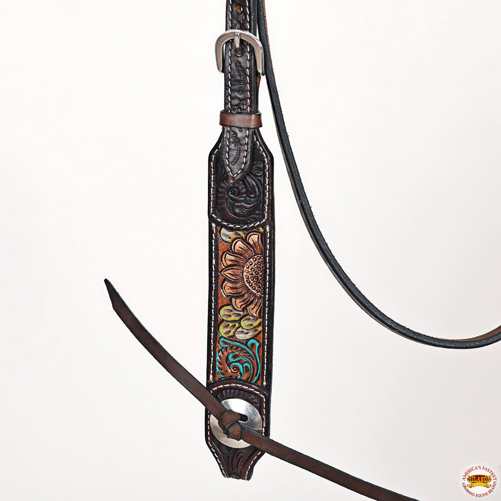 HILASON Western Horse Headstall Breast Collar Leather Brown