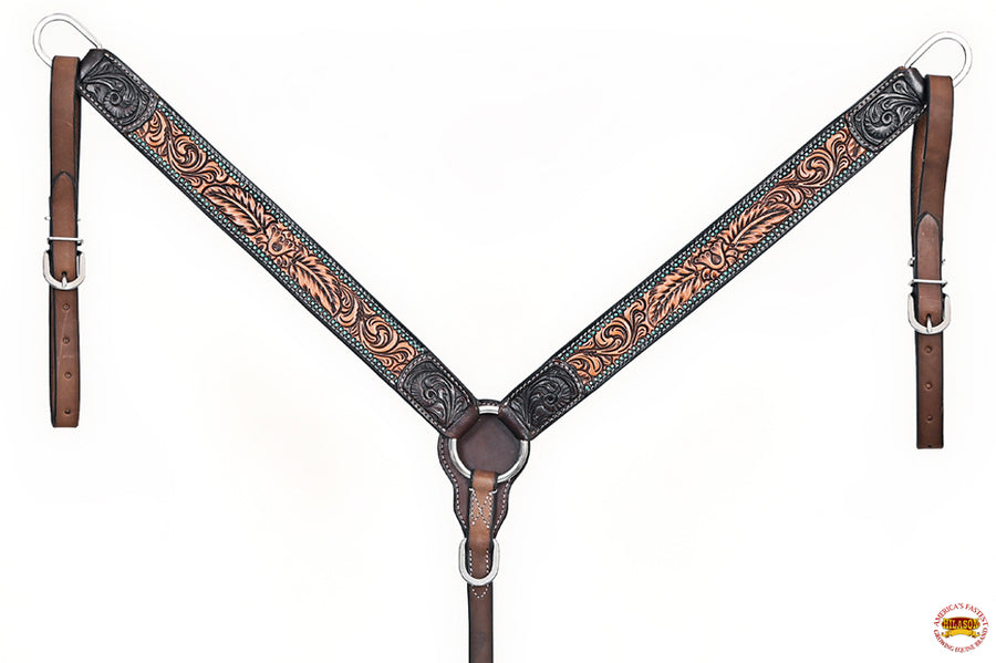 HILASON Western Horse Headstall Breast Collar American Leather Brown | Tack Set for Horses