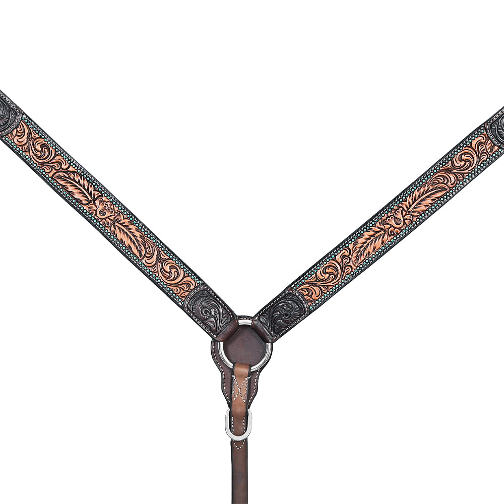 HILASON Western Horse Headstall Breast Collar Leather Brown