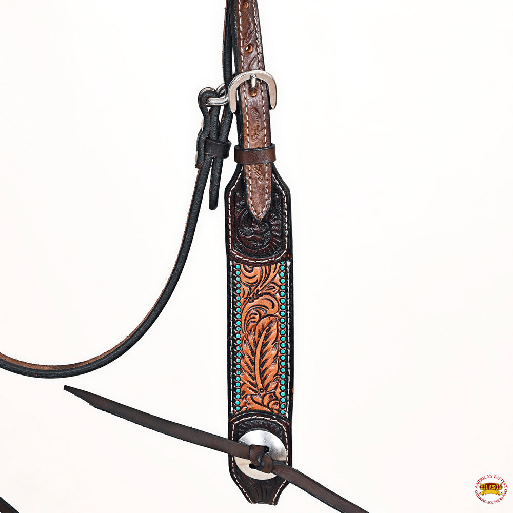 HILASON Western Horse Headstall Breast Collar Leather Brown