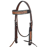 HILASON Western Horse Headstall Breast Collar Leather Brown