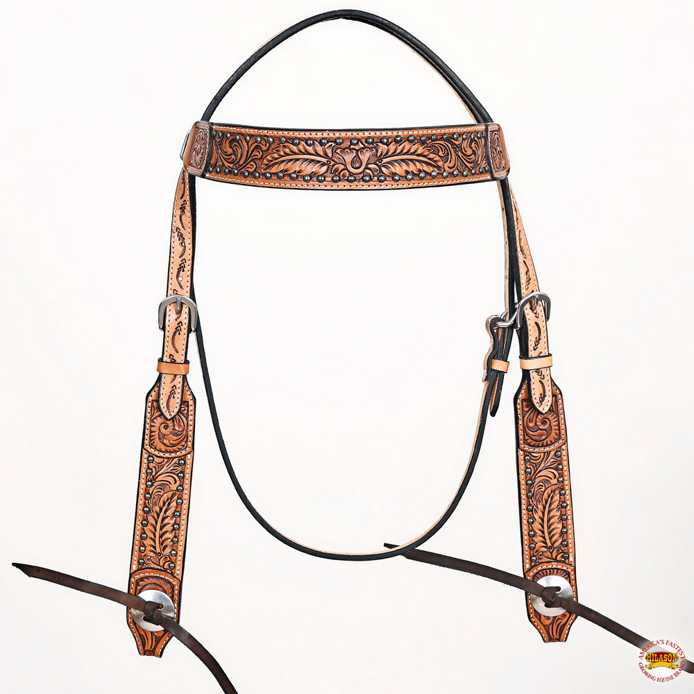 HILASON Western Horse Headstall Breast Collar Leather Tan