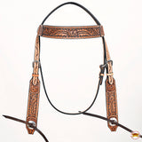 HILASON Western Horse Headstall Breast Collar Leather Tan