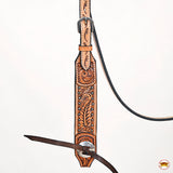 HILASON Western Horse Headstall Breast Collar Leather Tan | Leather Headstall | Leather Breast Collar | Tack Set for Horses