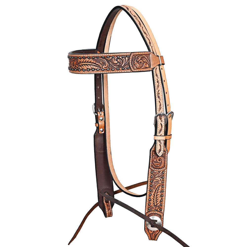 HILASON Western Horse Headstall Breast Collar Leather Tan