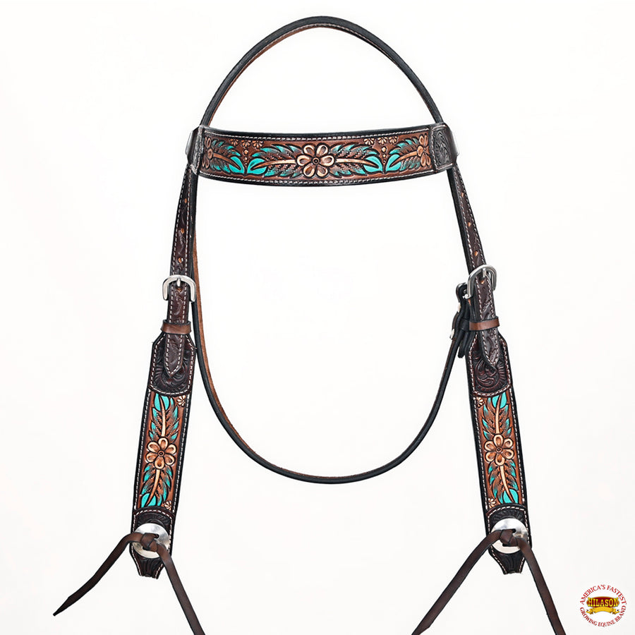 HILASON Western Horse Headstall Breast Collar Leather Brown | Tack Set for Horses