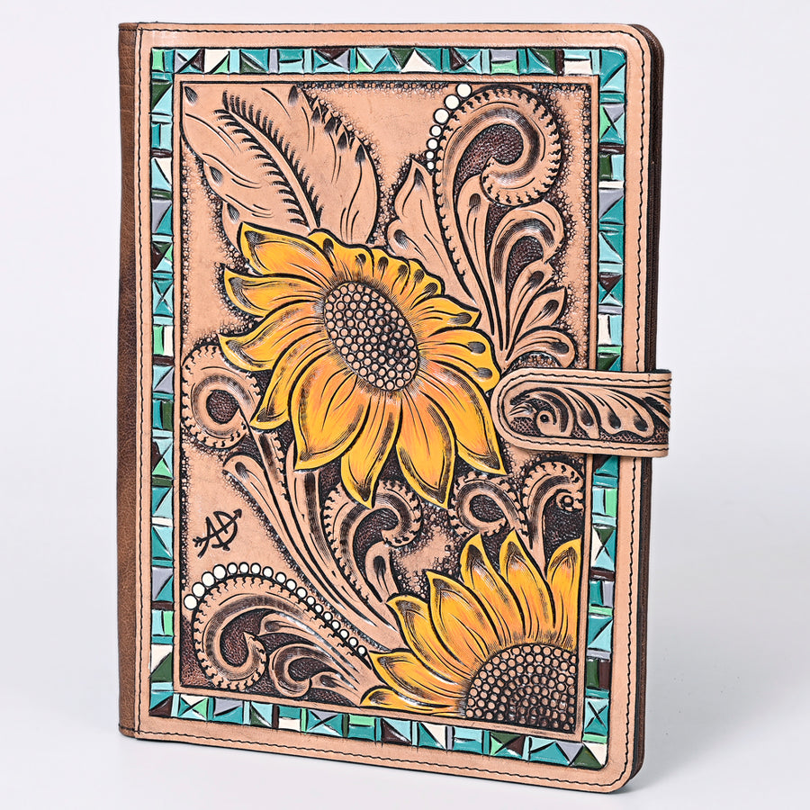 American Darling Hand-Tooled Floral Genuine Leather Western Portfolio Bag - Uhorse