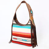 American Darling Hobo Hair-On Saddle Blanket Fabric Genuine Leather Western Women Bag | Handbag Purse Bags for Wallet Cute