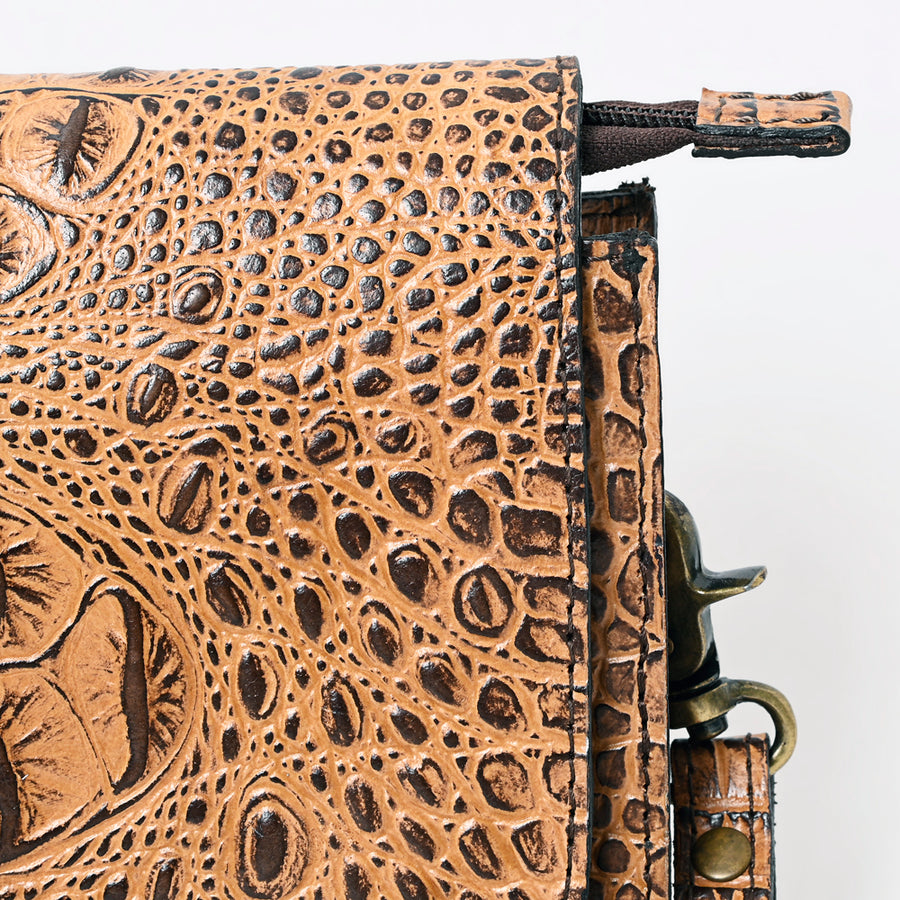 American Darling Western Crossbody Bag Crocodile Embossed Genuine Leather Slim Shoulder Purse 6.5in (H) X 11in (W) X 2.5in (D)