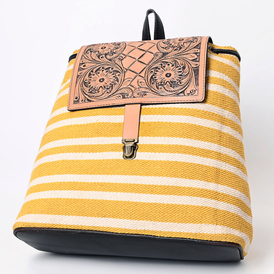 OHLAY Backpack Hand Tooled Upcycled Canvas Genuine Leather Women Bag Western Handbag Purse | for Womens Summer