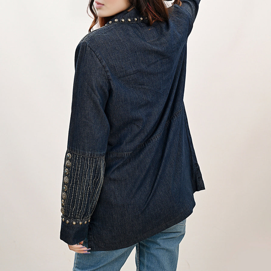 American Darling ADDR001 100% Cotton Denim Women Shirt Jacket Dress Ladies Girl Top