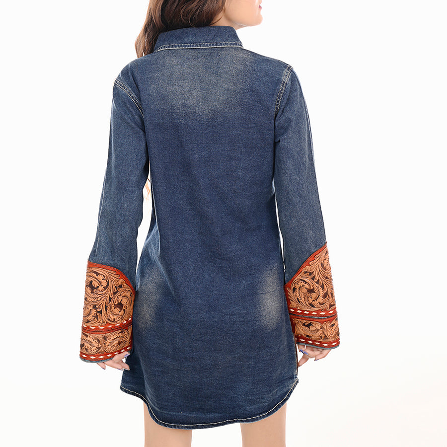 American Darling 100% Cotton Denim Women's Shirt Jacket Dress Ladies Girl Top