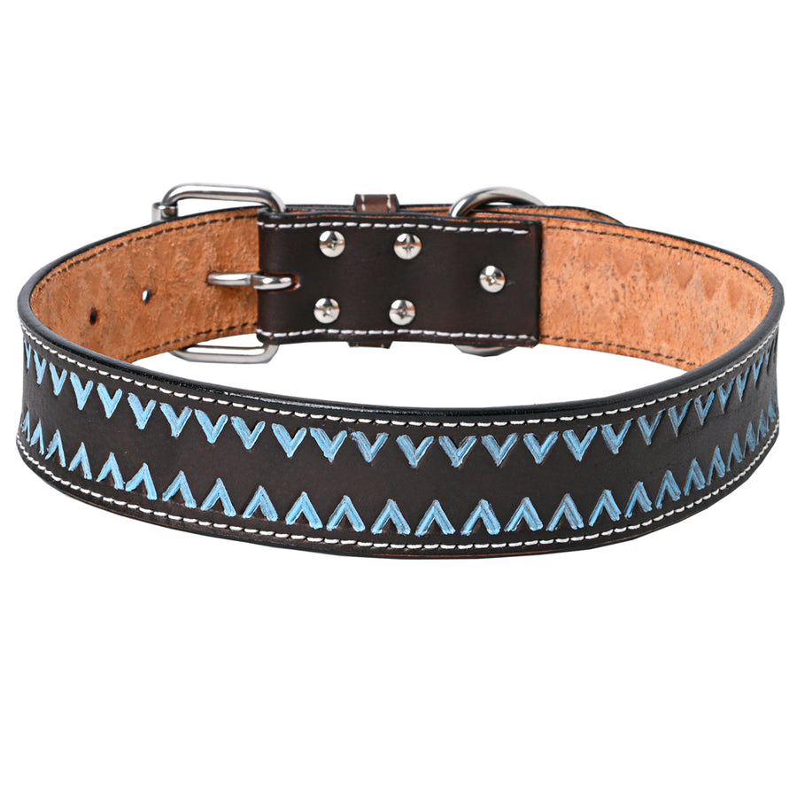 HILASON Western Genuine Leather Heavy Duty Dog Collar Black Medium - Uhorse