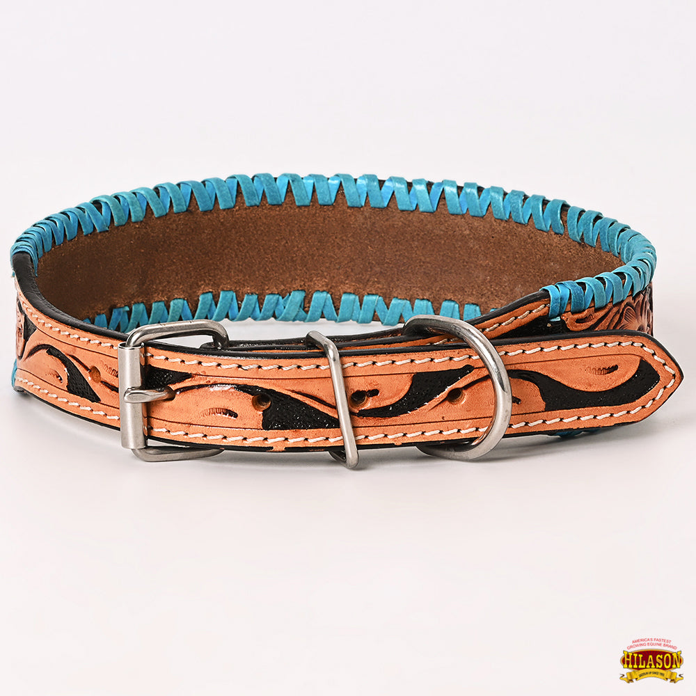 HILASON Western Style Beaded American Leather Pet Dog Collar