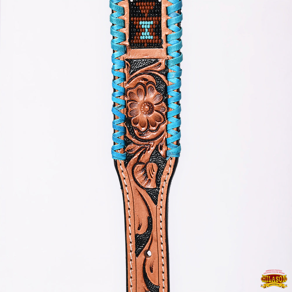HILASON Western Style Beaded American Leather Pet Dog Collar