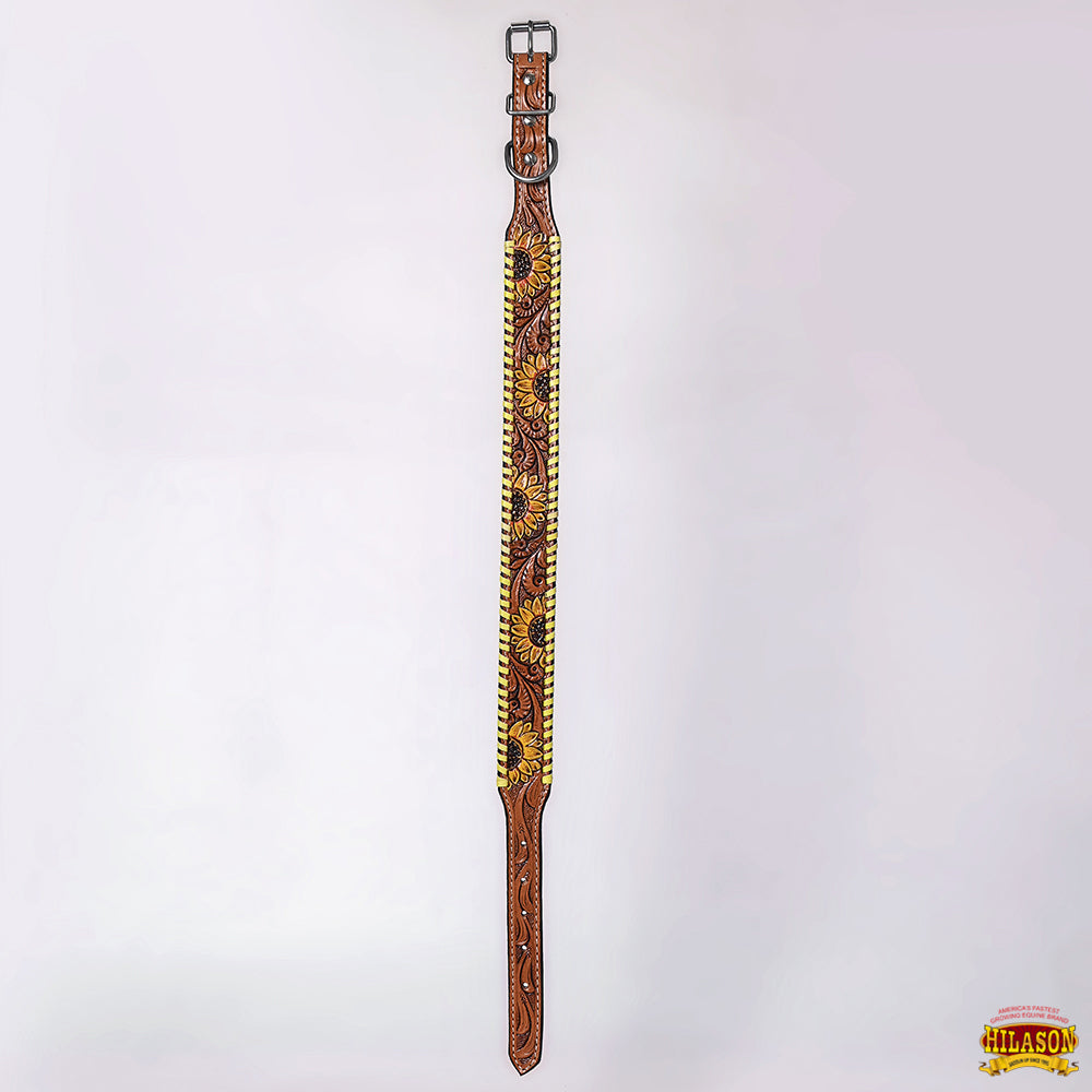 HILASON Western Genuine Leather Heavy Duty Dog Collar Floral Tooled