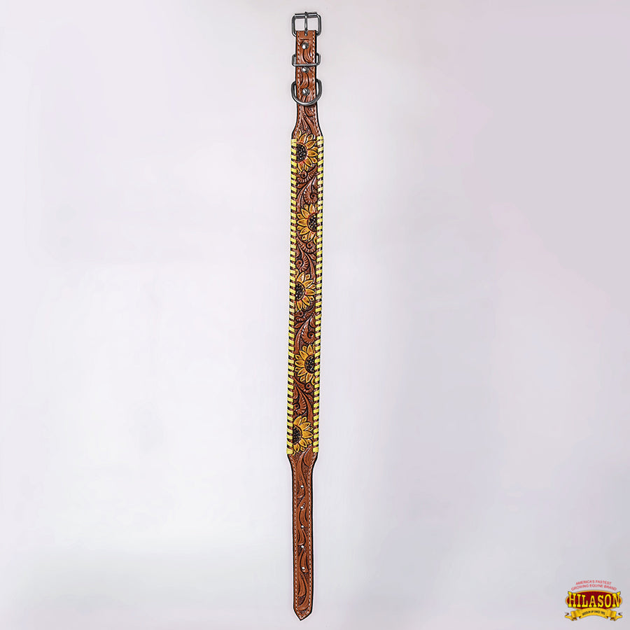 HILASON Western Genuine Leather Heavy Duty Dog Collar Floral Tooled Tan | for Dogs Comfortable