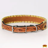 HILASON Western Genuine Leather Heavy Duty Dog Collar Floral Tooled