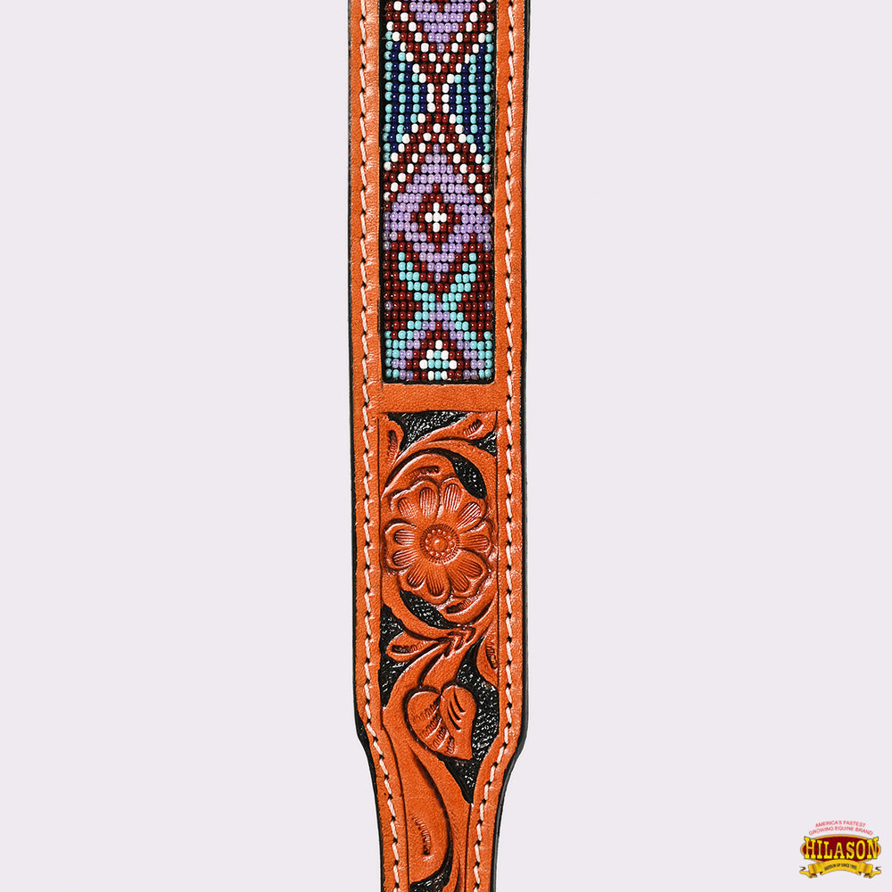HILASON Western Style Beaded American Leather Pet Dog Collar