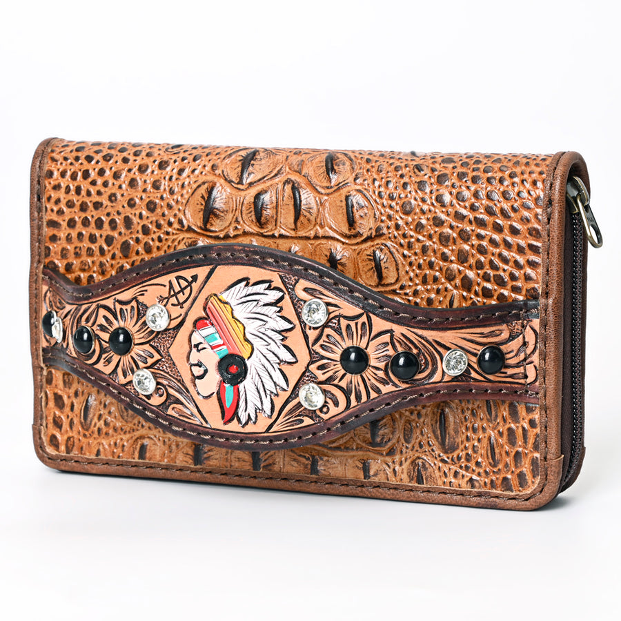 American Darling Western Organizer Bag Crocodile Embossed Hand Tooled Leather - Uhorse