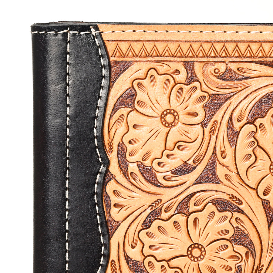 American Darling Western Portfolio Bag Hand Tooled Floral Carved Genuine Leather Document Holder 12in (H) X 9.5in (W)
