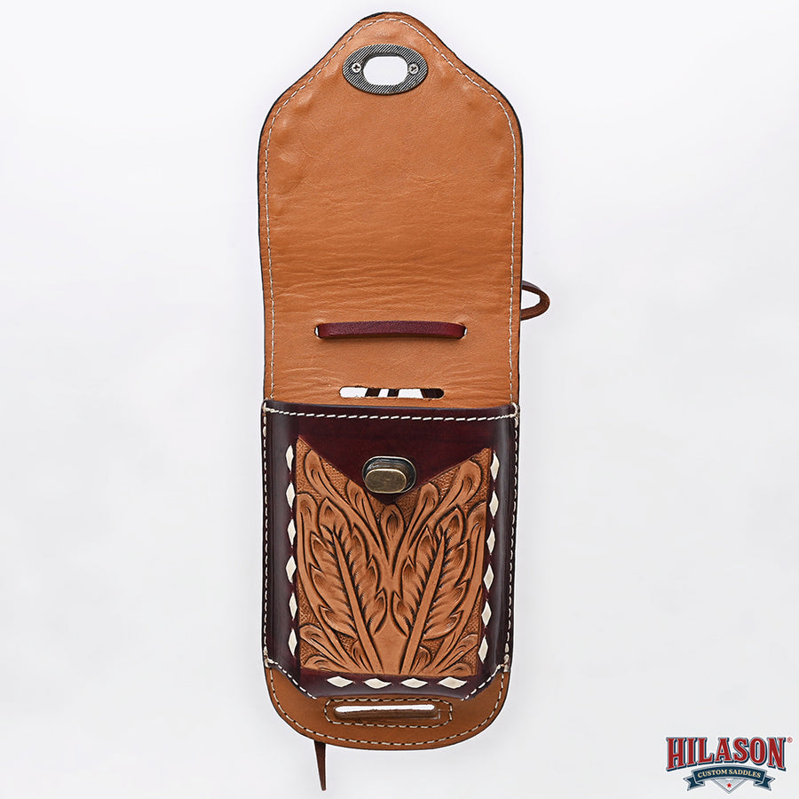 Hilason Basketweave Floral Cell Phone Case Tan American Leather