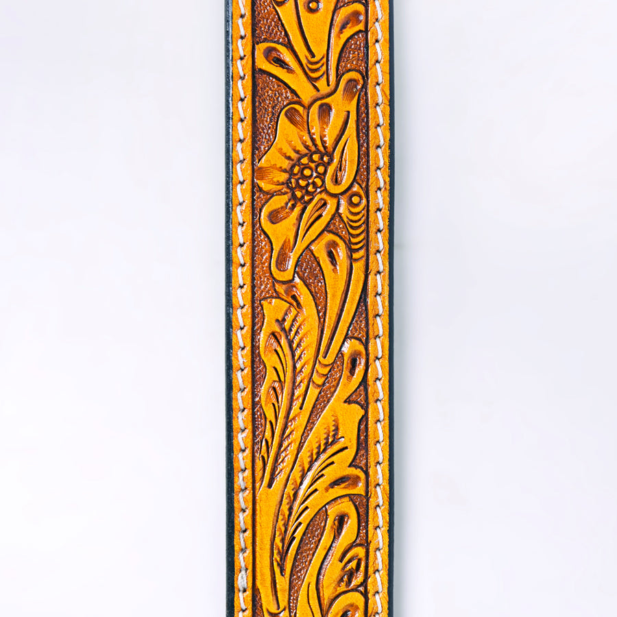 American Darling Beautifully Hand Tooled Brown Genuine Leather Belt Men and Women Western with Removable Buckle