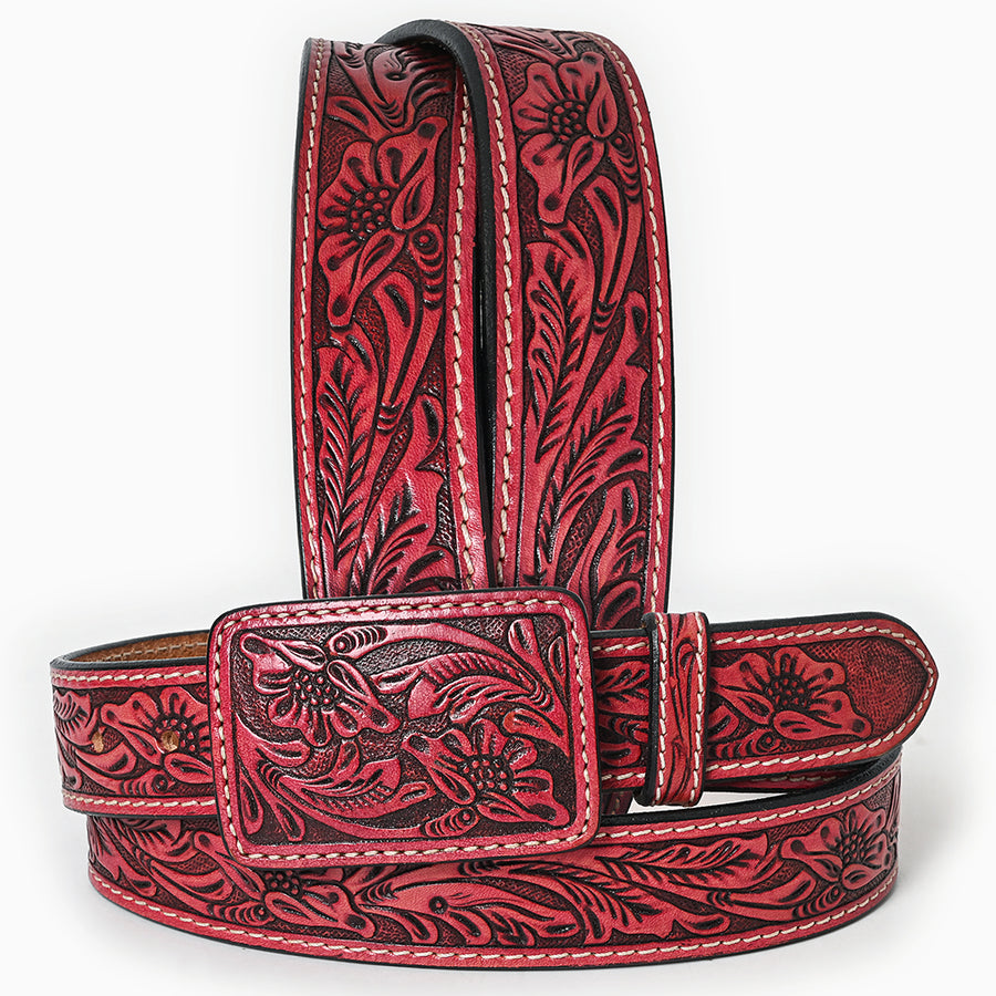 Beautifully Hand Tooled Genuine American Leather Belt Men and Women - Hilason