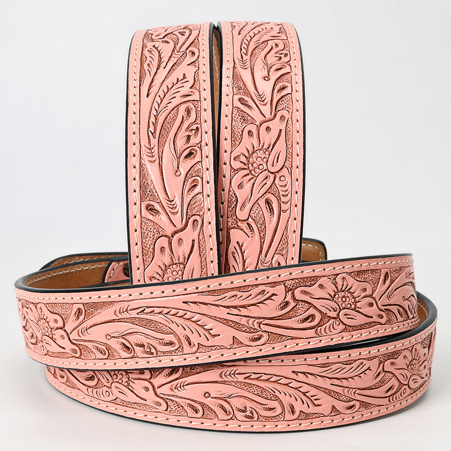 American Darling Beautifully Hand Tooled Brown Genuine Leather Belt Men and Women Western with Removable Buckle
