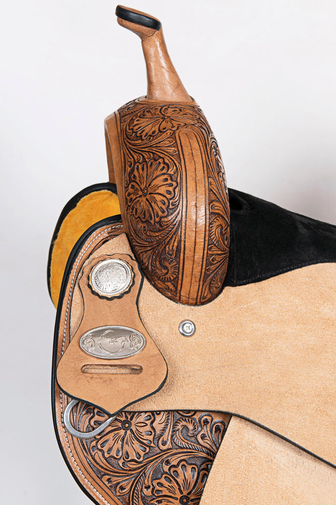 COMFYTACK Western Horse Wade Saddle American Leather Ranch Roping With Reins Tan 16 In