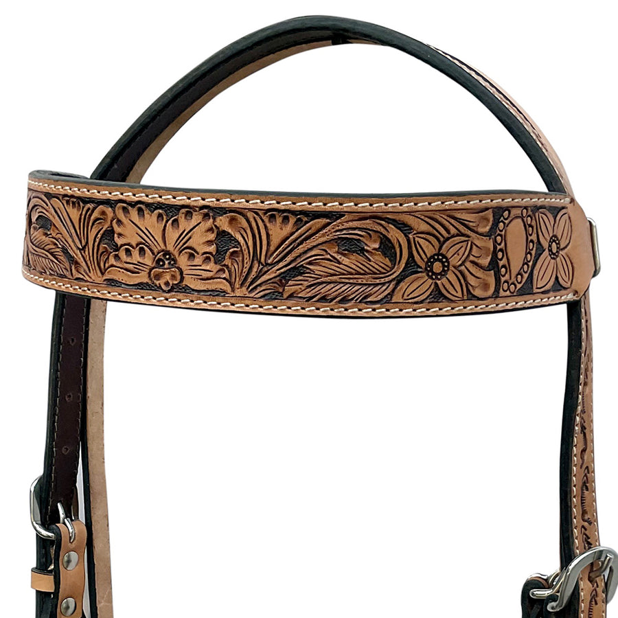 HILASON Western Horse Headstall Breast Collar Tack American Leather Tan | Set for Horses