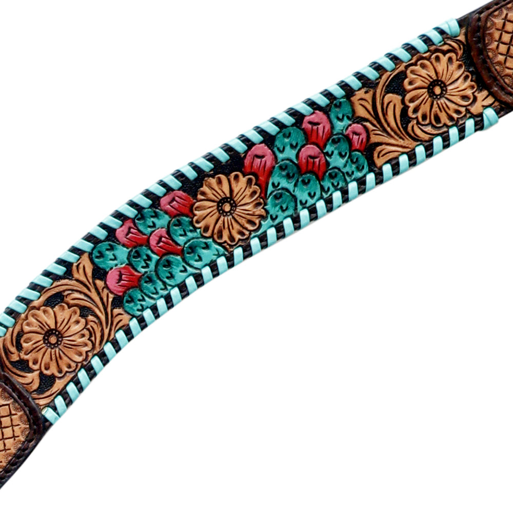 HILASON Western Horse Genuine Leather Floral Design Tack Set Dark Brown