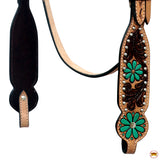 HILASON Western Leather Horse Headstall & Breast Collar Floral Hand Painted | Leather Headstall | Leather Breast Collar