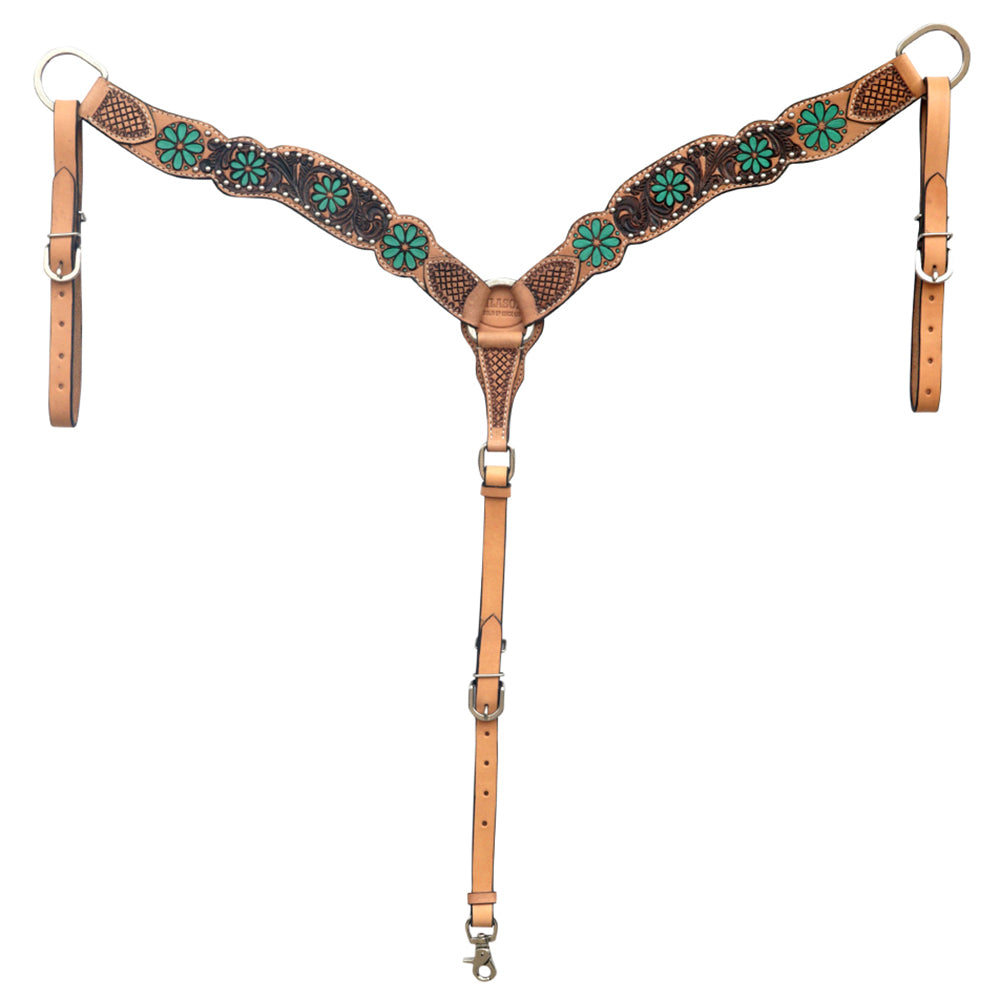 Hilason Western Horse Floral Hand Painted American Leather Headstall Tan