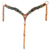 Hilason Western Horse Floral Hand Painted American Leather Headstall Tan