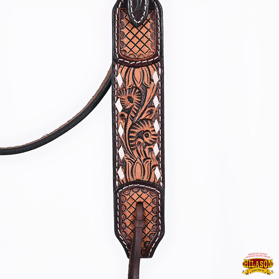 HILASON Western Leather Horse Headstall Breast Collar American Dark Brown Harness | Tack Set for Horses