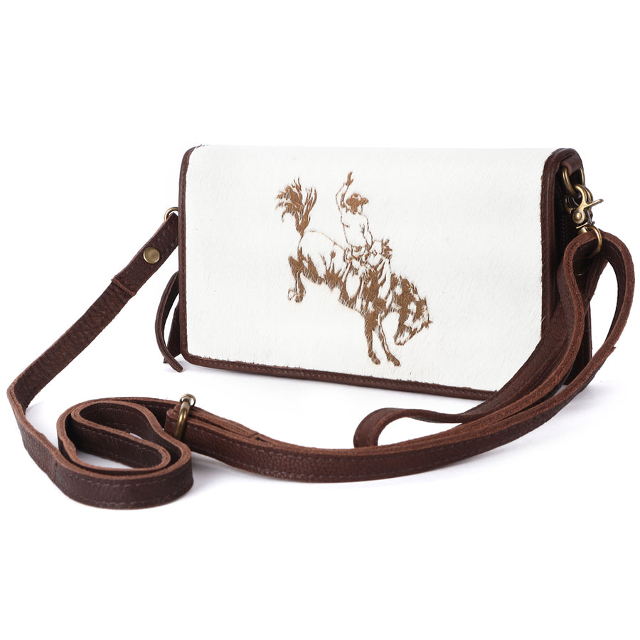 American Darling White Hair-On Cowhide Organiser Bag - Handcrafted Western Leather - Uhorse