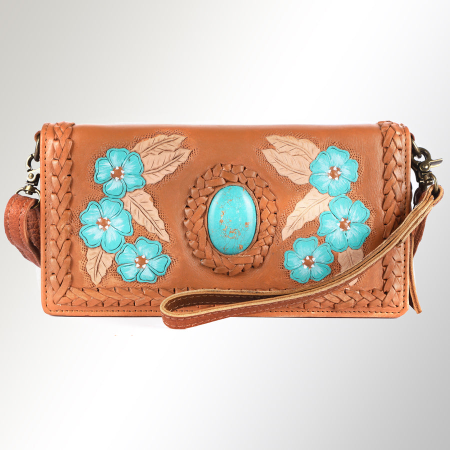 American Darling Organiser Bag, Hand Painted Western Leather, Vegetable Tanned Full Grain, 4in (H) X 8in (W) X 1.5in (D)